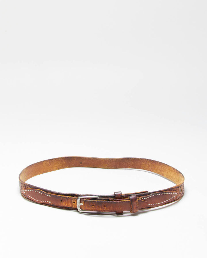 Vintage Western Tooled Leather Belt - W31-W34