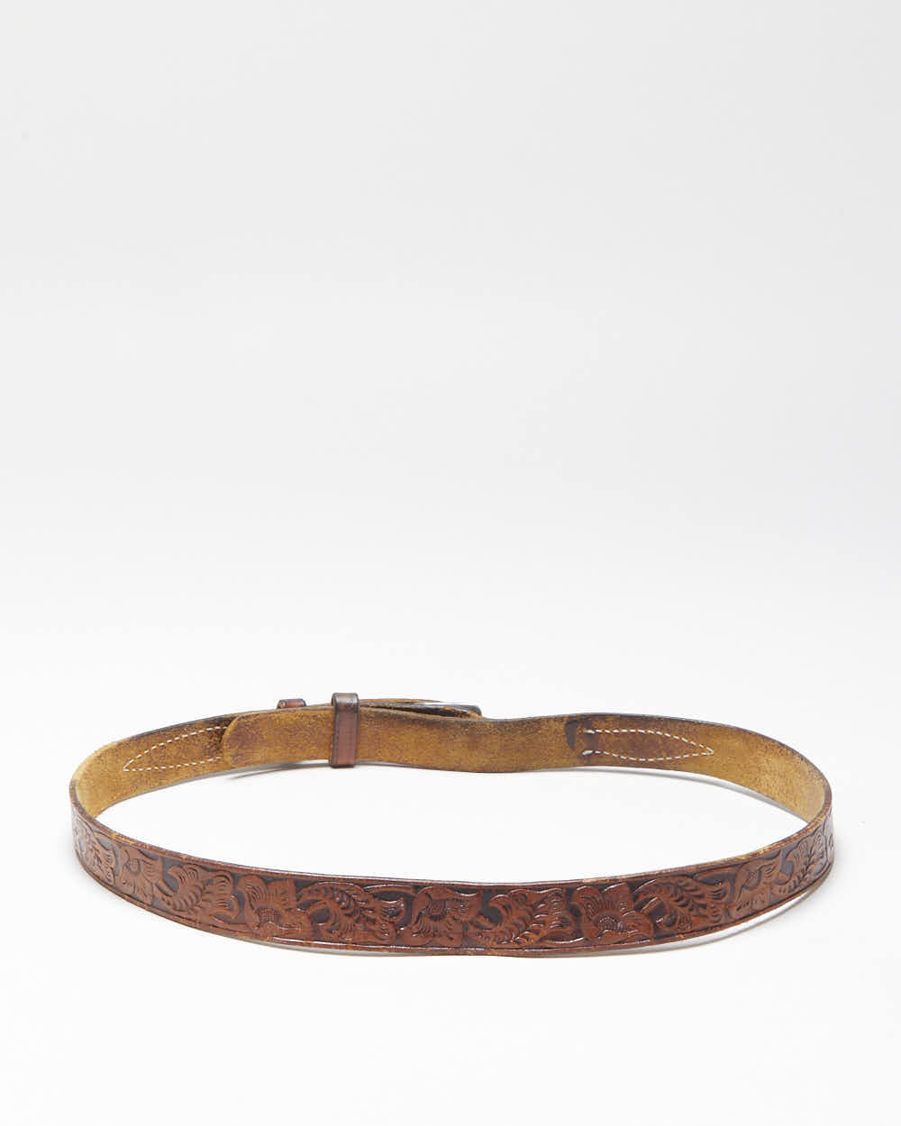 Vintage Western Tooled Leather Belt - W31-W34