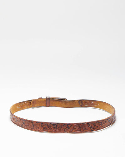 Vintage Western Tooled Leather Belt - W31-W34