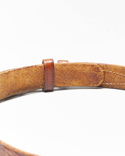Vintage Western Tooled Leather Belt - W31-W34