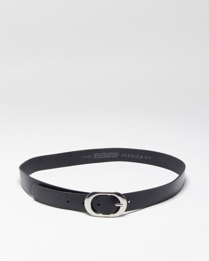 Vintage Y2k 00s Jessica Black Leather Belt - W32-W36