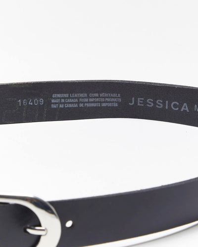 Vintage Y2k 00s Jessica Black Leather Belt - W32-W36