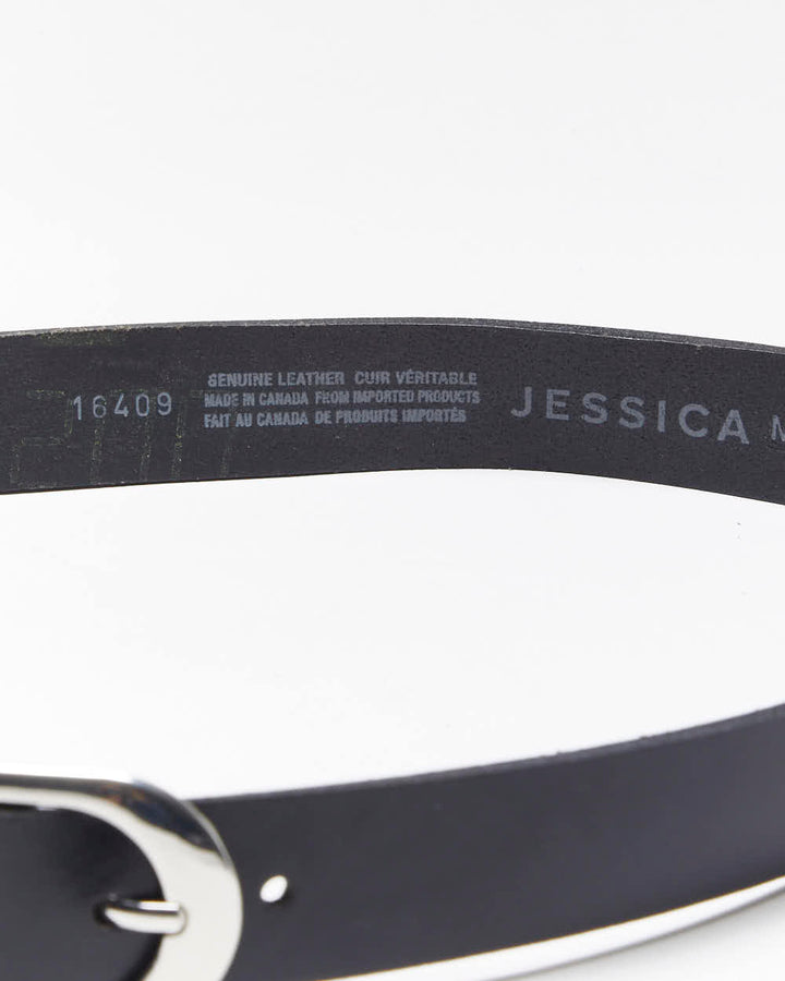 Vintage Y2k 00s Jessica Black Leather Belt - W32-W36