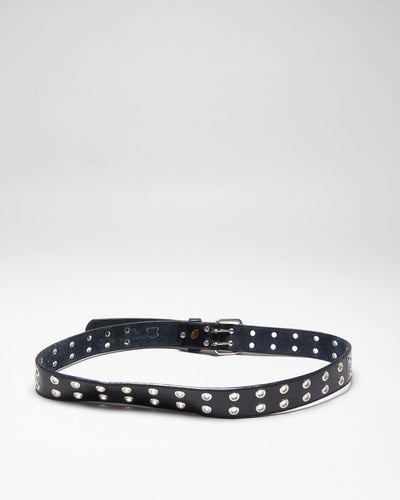 Vintage Y2k 00s Eyelet Black Leather Belt - O/S