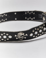 Vintage Y2k 00s Skull And Cross Bones Rhinestone Belt - W30-W34
