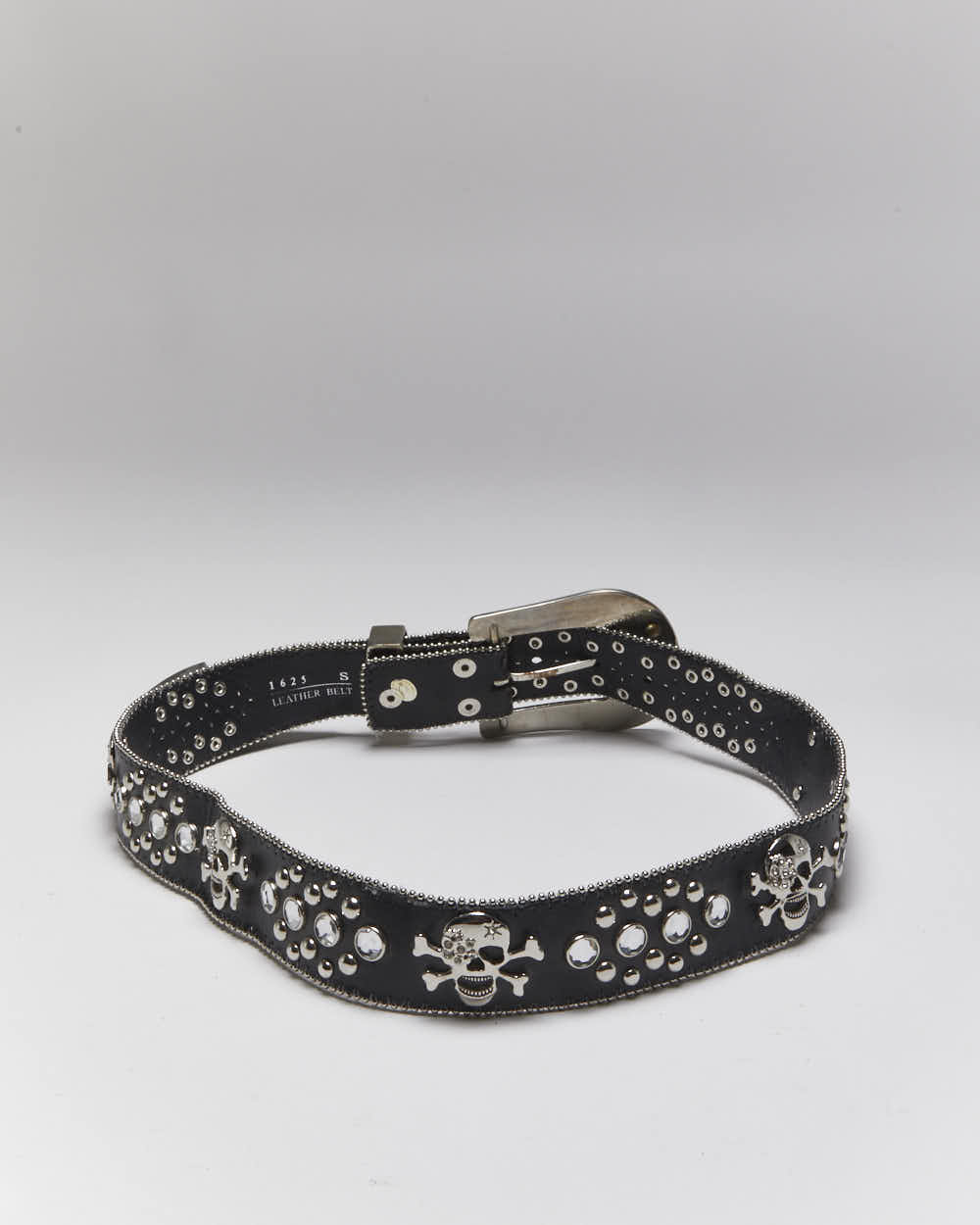 Vintage Y2k 00s Skull And Cross Bones Rhinestone Belt - W30-W34