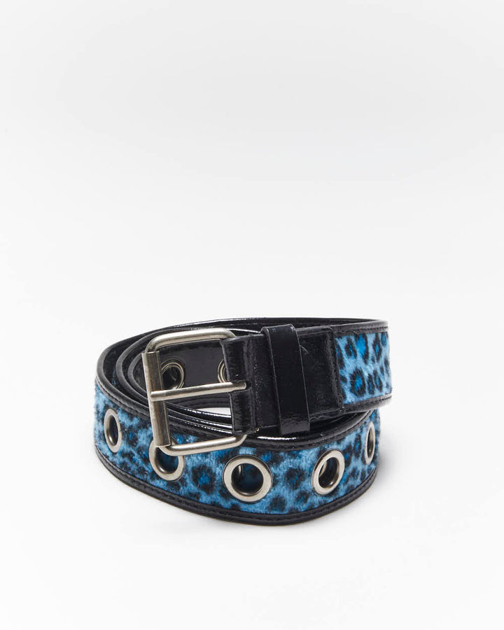 Vintage Y2k 00s Furry Leopard Print Belt - OS