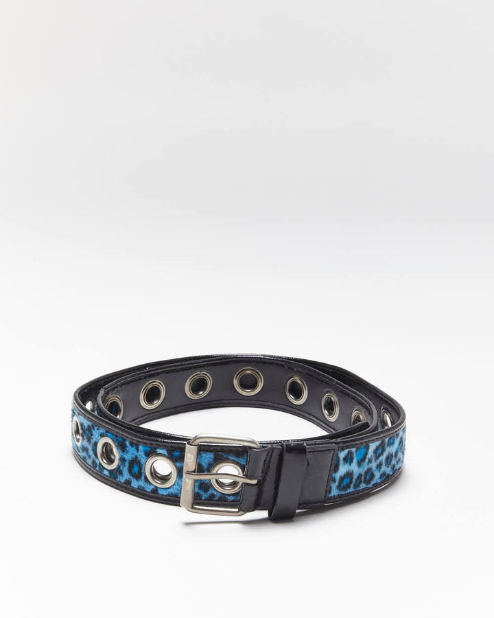 Vintage Y2k 00s Furry Leopard Print Belt - OS