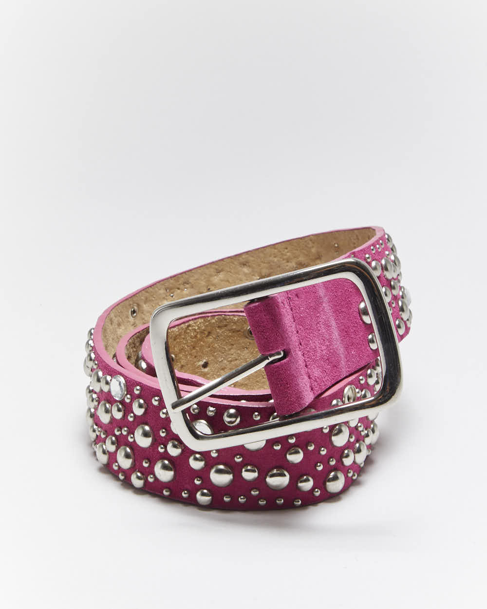 Vintage Y2k 00s Pink Leather Studded Belt - W32-36