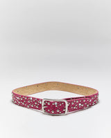 Vintage Y2k 00s Pink Leather Studded Belt - W32-36