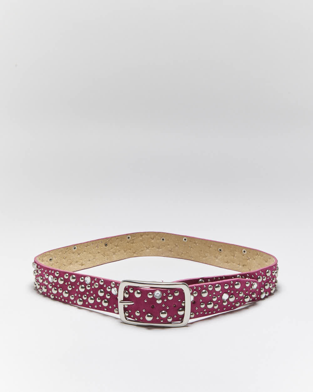 Vintage Y2k 00s Pink Leather Studded Belt - W32-36