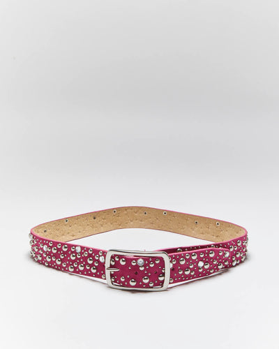 Vintage Y2k 00s Pink Leather Studded Belt - W32-36