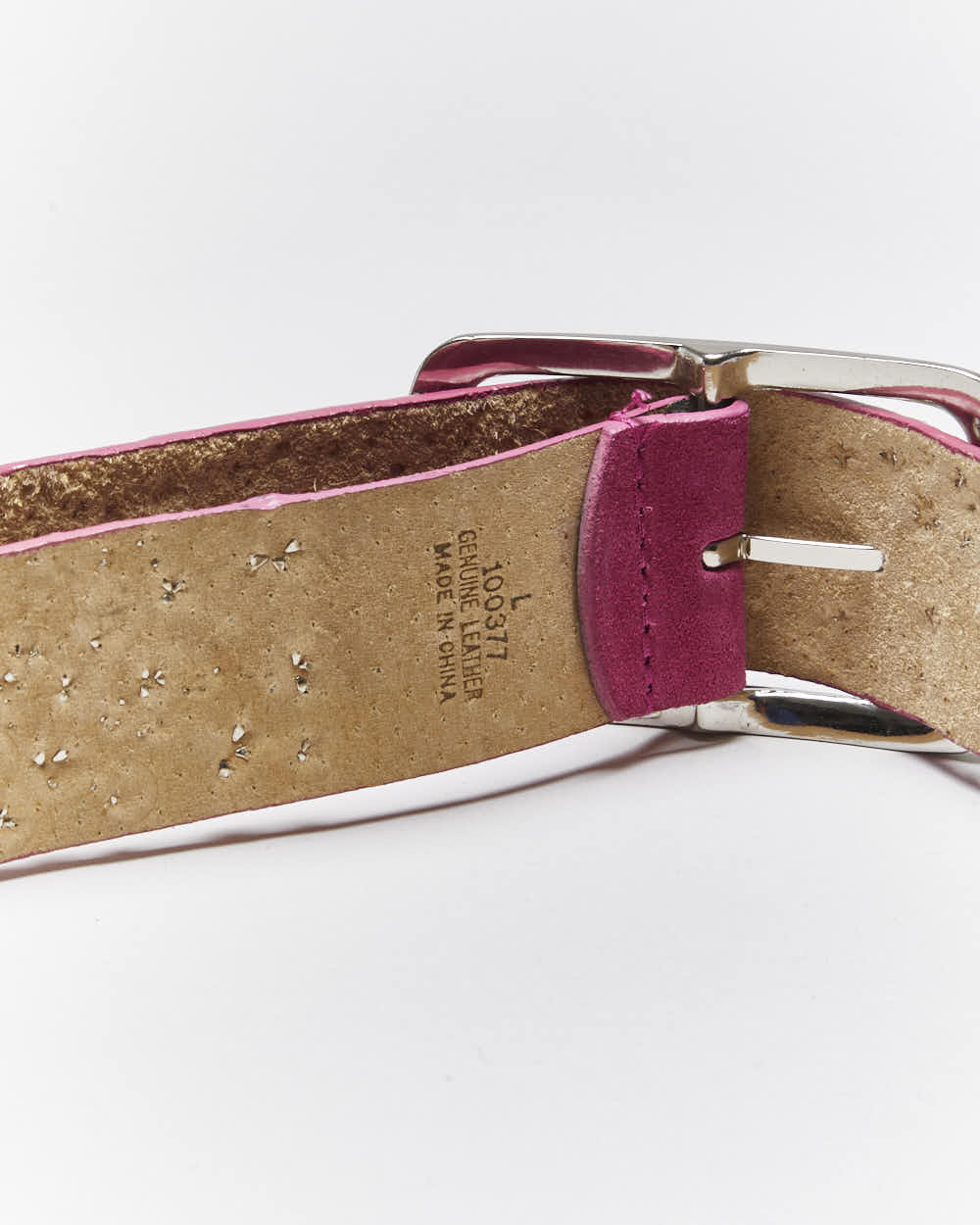 Vintage Y2k 00s Pink Leather Studded Belt - W32-36