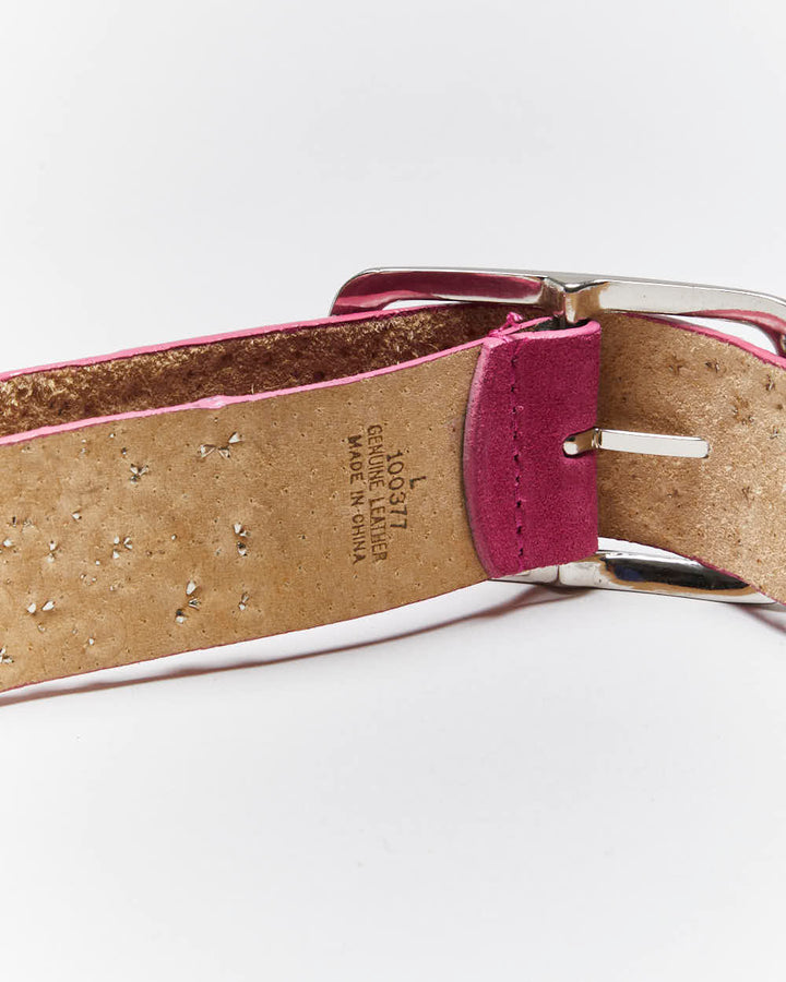 Vintage Y2k 00s Pink Leather Studded Belt - W32-36