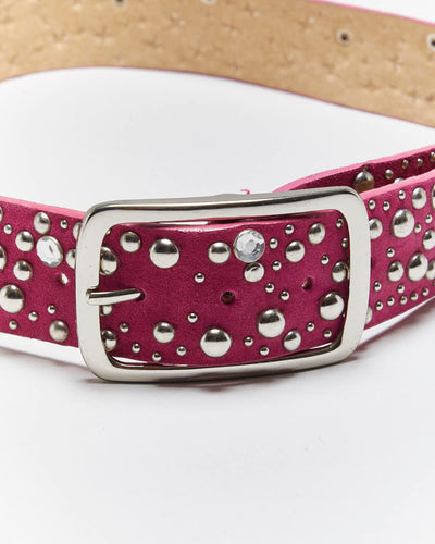 Vintage Y2k 00s Pink Leather Studded Belt - W32-36