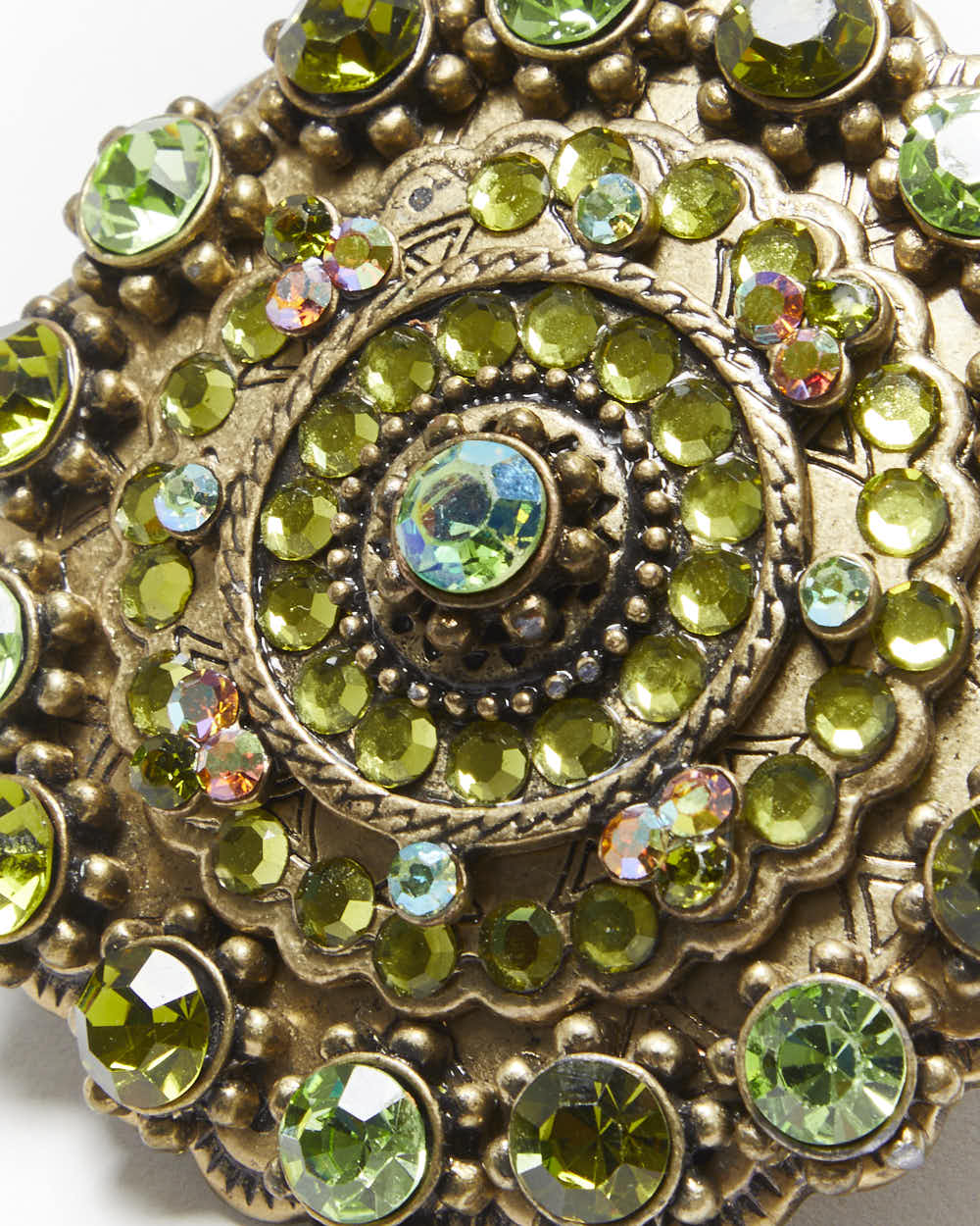 Vintage Y2k 00s Green Rhinestone Belt Buckle