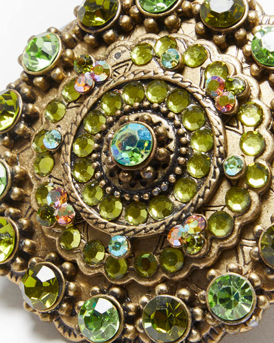 Vintage Y2k 00s Green Rhinestone Belt Buckle