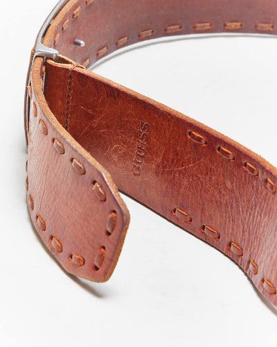 Vintage Y2k 00s Guess Chunky Leather Belt - W32-36
