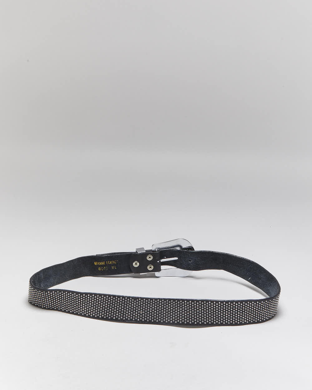 Vintage Y2k 00s Studded Rhinestone Leather Belt - W36-40