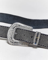 Vintage Y2k 00s Studded Rhinestone Leather Belt - W36-40