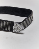 Vintage Y2k 00s Studded Rhinestone Leather Belt - W36-40