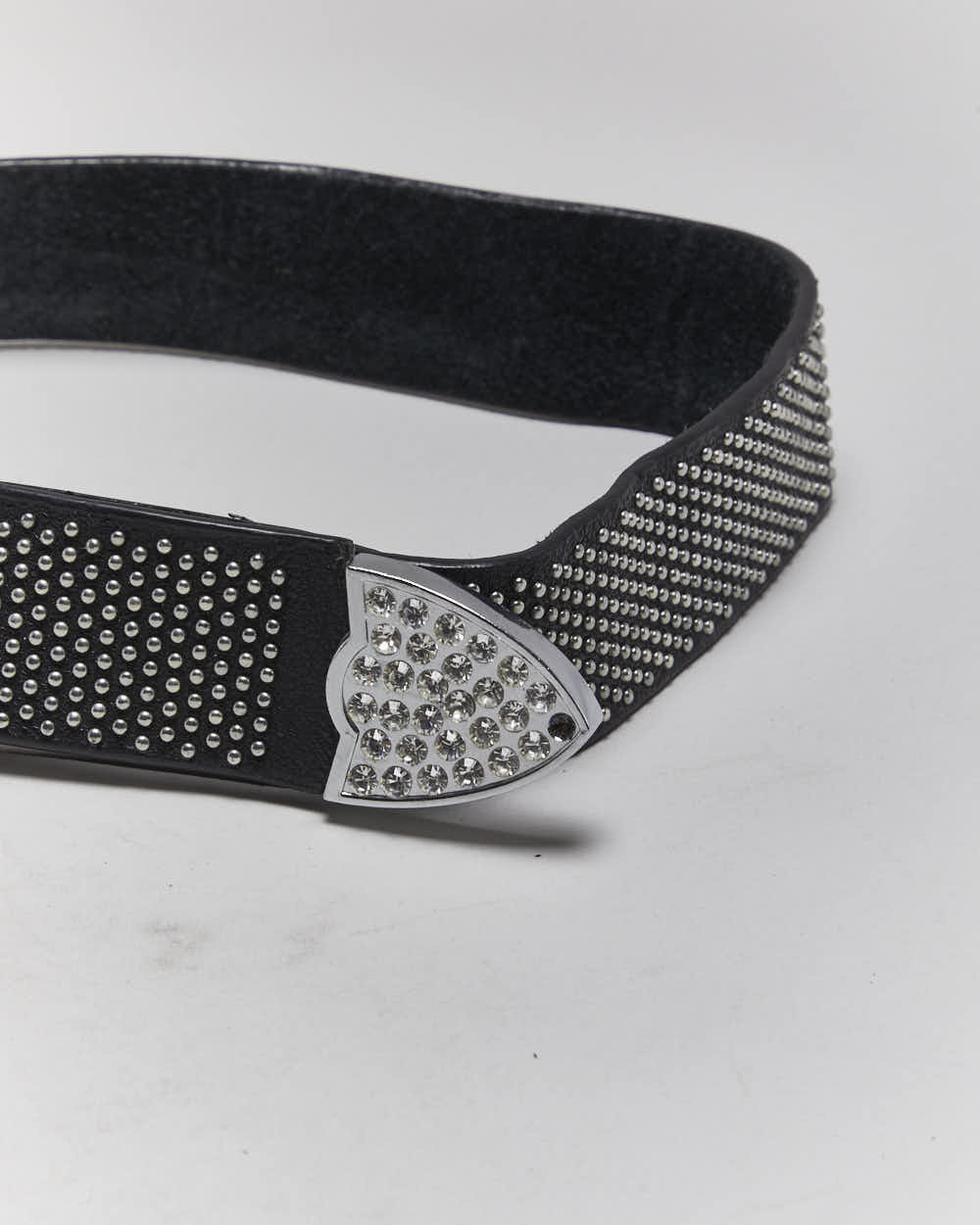Vintage Y2k 00s Studded Rhinestone Leather Belt - W36-40