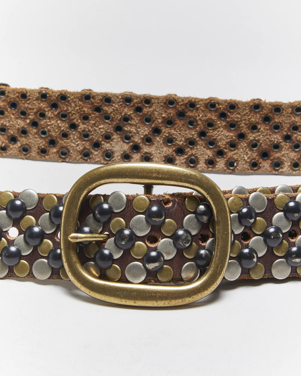 Vintage Y2k 00s Brave Studded Leather Belt - W32-W38
