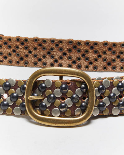 Vintage Y2k 00s Brave Studded Leather Belt - W32-W38