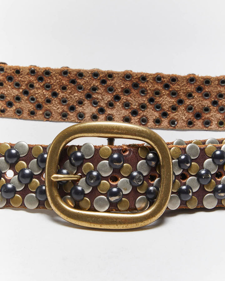 Vintage Y2k 00s Brave Studded Leather Belt - W32-W38