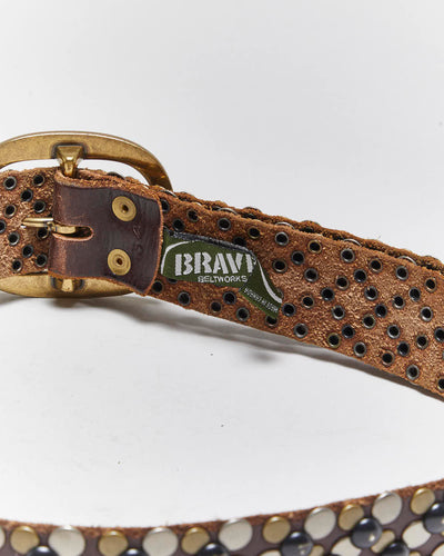 Vintage Y2k 00s Brave Studded Leather Belt - W32-W38