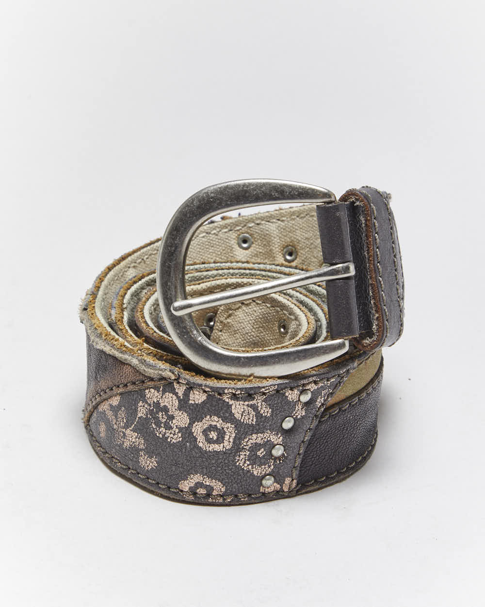 Vintage Y2k 00s Fossil Patchwork Leather Belt - W31-W35