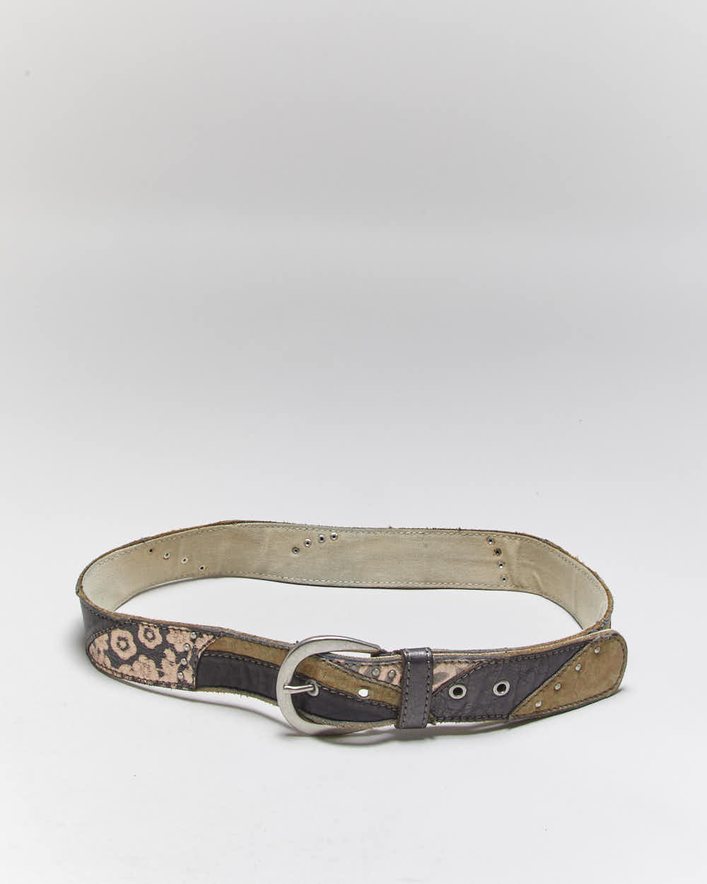 Vintage Y2k 00s Fossil Patchwork Leather Belt - W31-W35