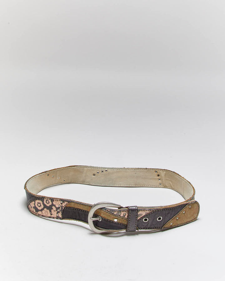Vintage Y2k 00s Fossil Patchwork Leather Belt - W31-W35