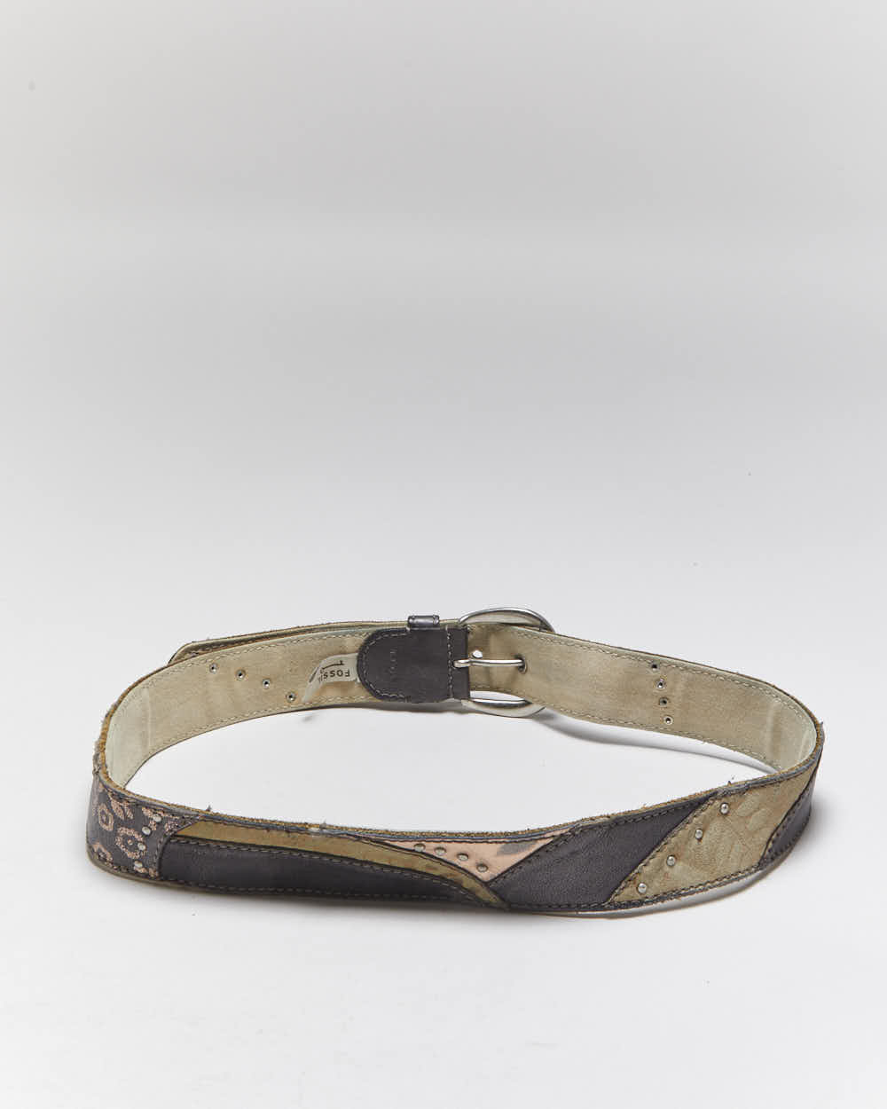 Vintage Y2k 00s Fossil Patchwork Leather Belt - W31-W35