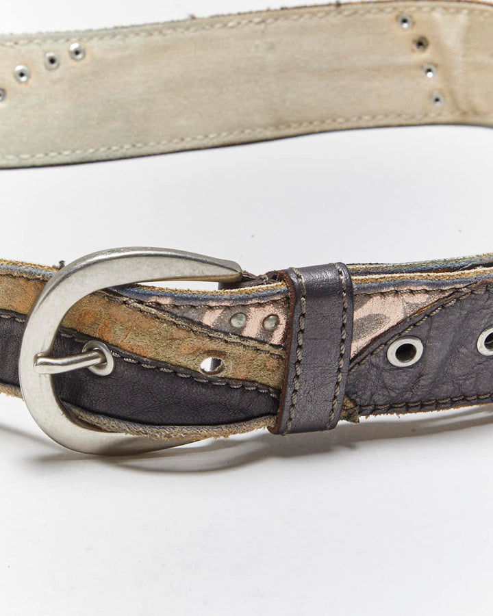 Vintage Y2k 00s Fossil Patchwork Leather Belt - W31-W35