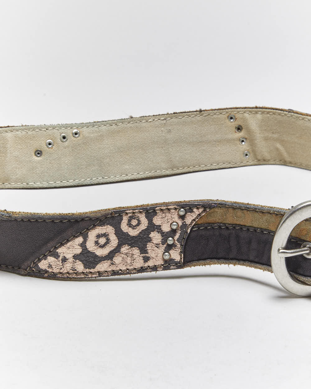 Vintage Y2k 00s Fossil Patchwork Leather Belt - W31-W35