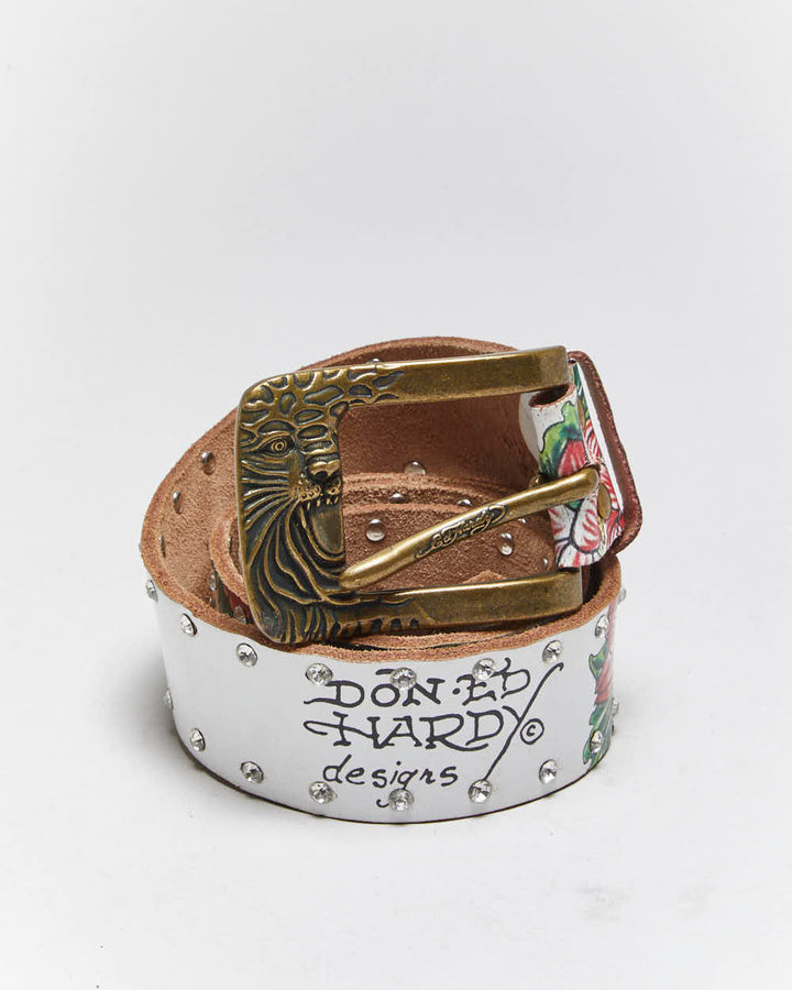 Vintage Y2k 00s Ed Hardy Rhinestone Belt - W29-W35