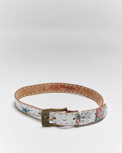 Vintage Y2k 00s Ed Hardy Rhinestone Belt - W29-W35