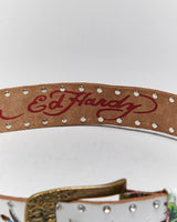 Vintage Y2k 00s Ed Hardy Rhinestone Belt - W29-W35