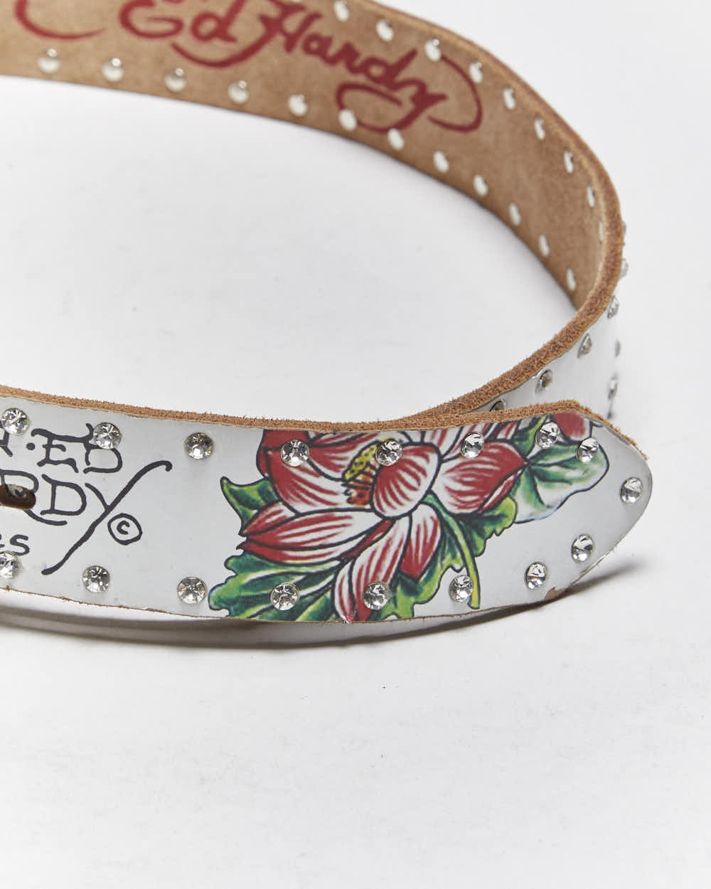 Vintage Y2k 00s Ed Hardy Rhinestone Belt - W29-W35