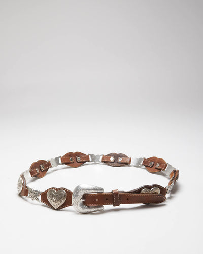 Vintage Y2k 00s Western Leather Belt W35-W38