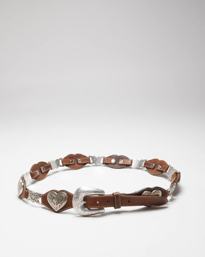 Vintage Y2k 00s Western Leather Belt W35-W38