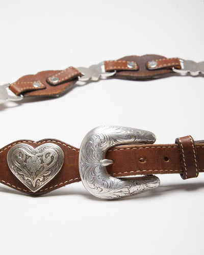 Vintage Y2k 00s Western Leather Belt W35-W38