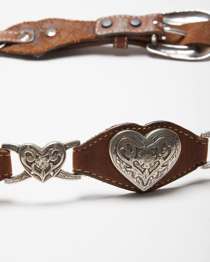 Vintage Y2k 00s Western Leather Belt W35-W38
