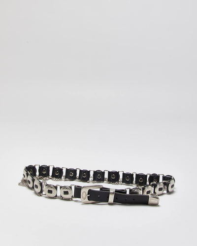 Vintage Chain Detail Leather Belt - W32-W36