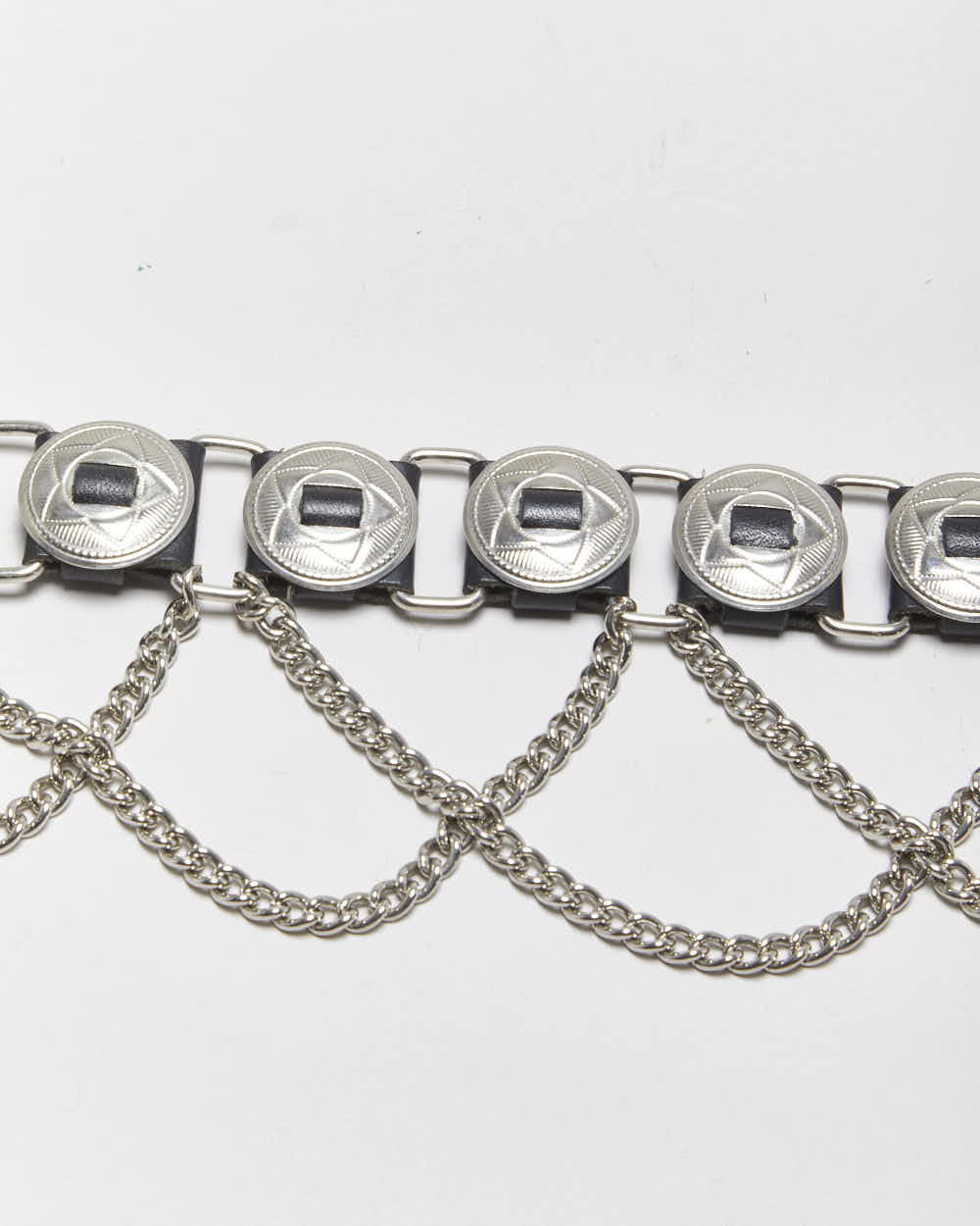 Vintage Chain Detail Leather Belt - W32-W36