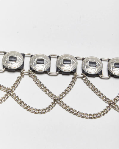 Vintage Chain Detail Leather Belt - W32-W36