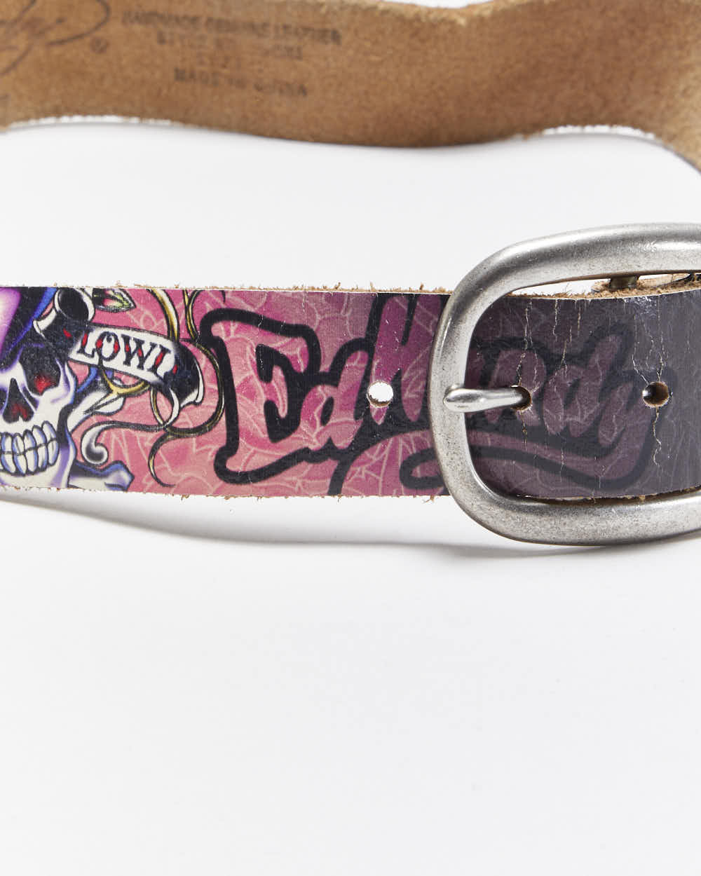 Vintage Y2k 00s Ed Hardy Leather Belt W31-W35