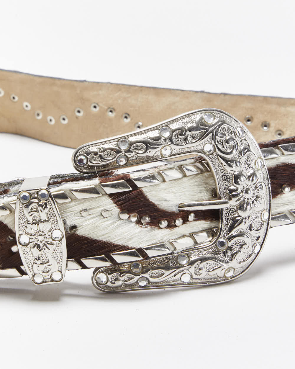 Vintage Y2k 00s Faux Hide Studded Belt W31-W35