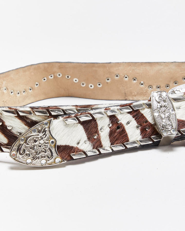 Vintage Y2k 00s Faux Hide Studded Belt W31-W35